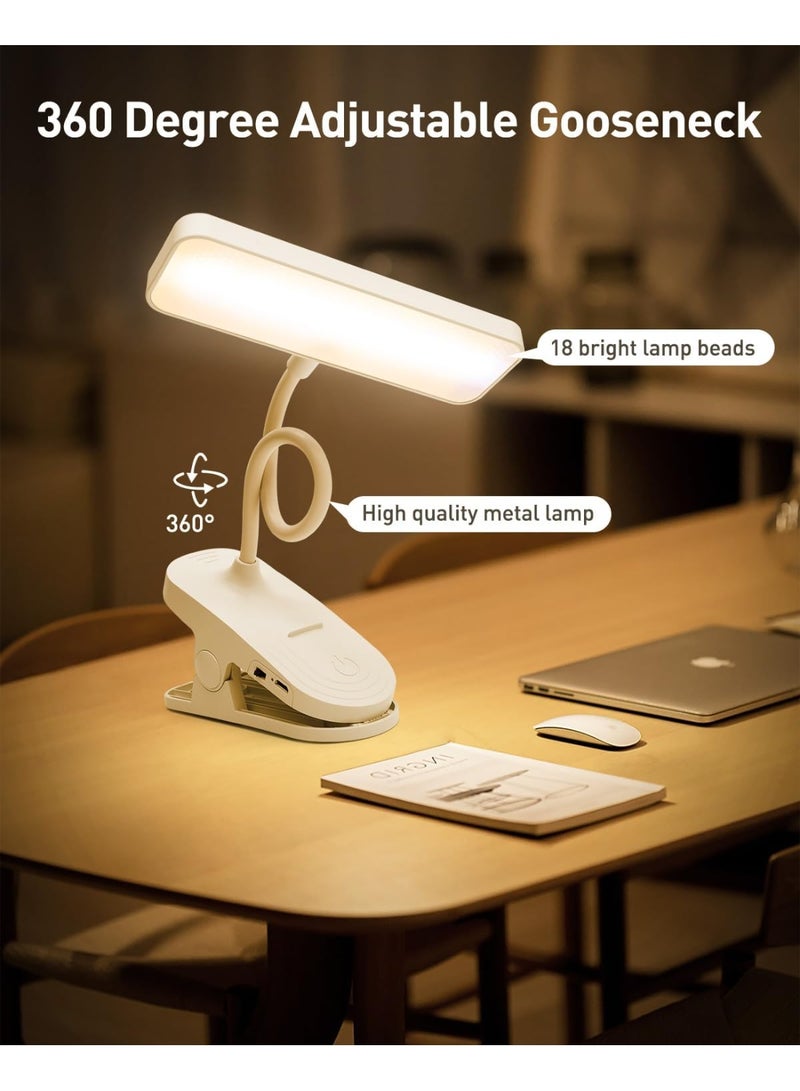 بورتال مصباح LED للقراءة بمشبك للتثبيت، يعمل بالبطارية وقابل لإعادة الشحن، مع 3 مستويات سطوع قابلة للتغيير، تصميم عملي للقراءة والدراسة والاستخدام اليومي - Image 3